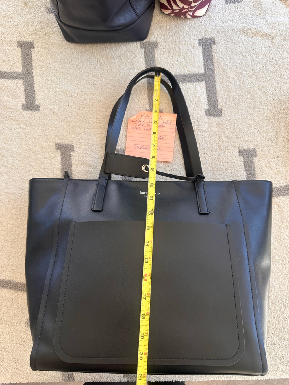 kate spade Black Leather Laptop Tote with Front Pocket